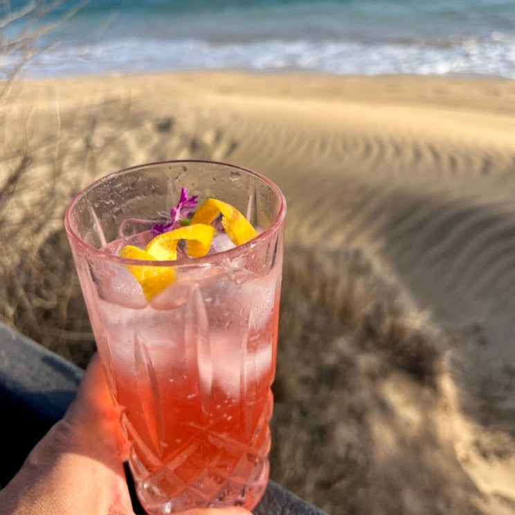 Prepared tropical cocktail on the beach
